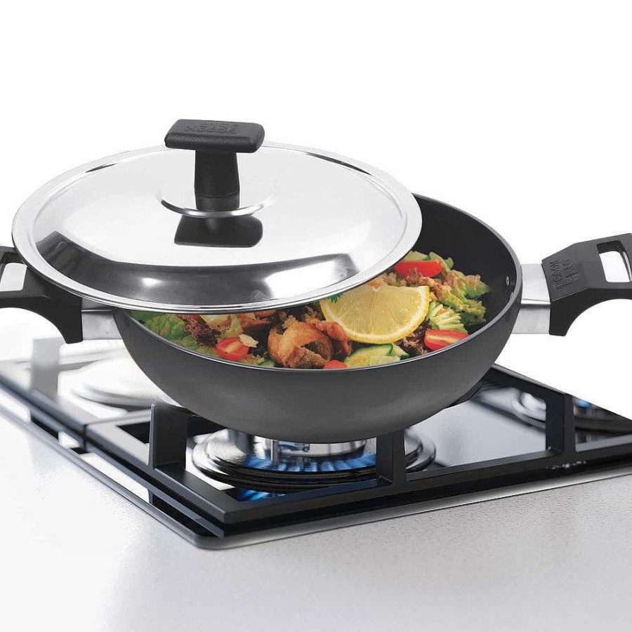 ProCook Hard Anodized Kadhai With Stainless Lid Steel Online