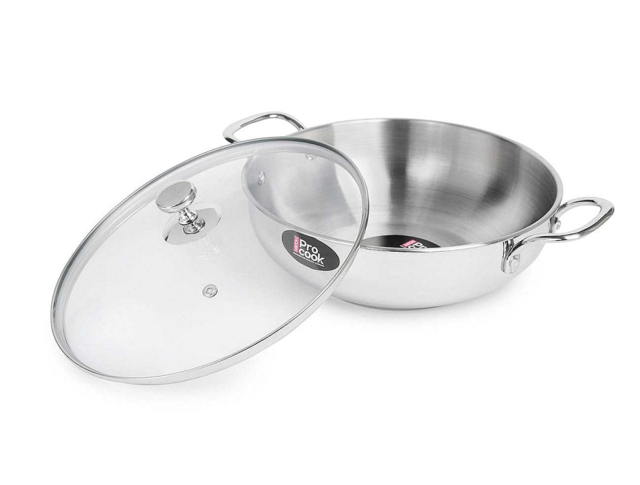 ProCook Kadhai With Glass Lid Stainless Sandwich Bottom Steel Online