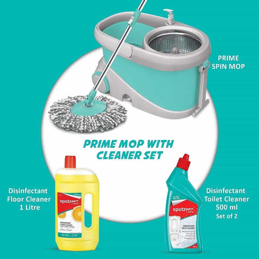 Spotzero Prime Mop With Cleaner Set Aqua+Green Wholesale