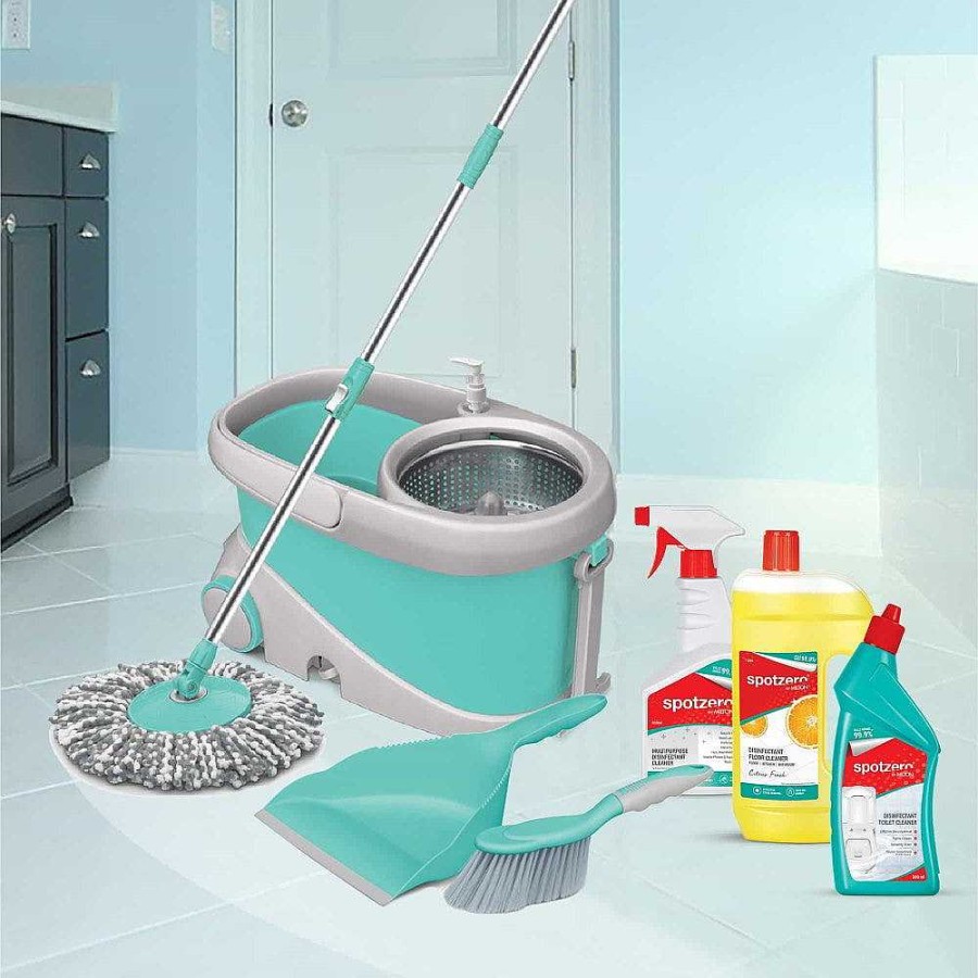 Spotzero Prime Mop Cleaning Kit Aqua+Green Best