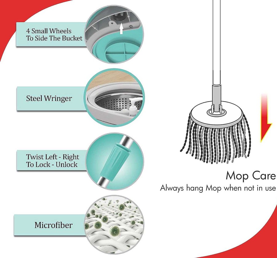 Spotzero Swift Spin Mop Aqua+Green Best