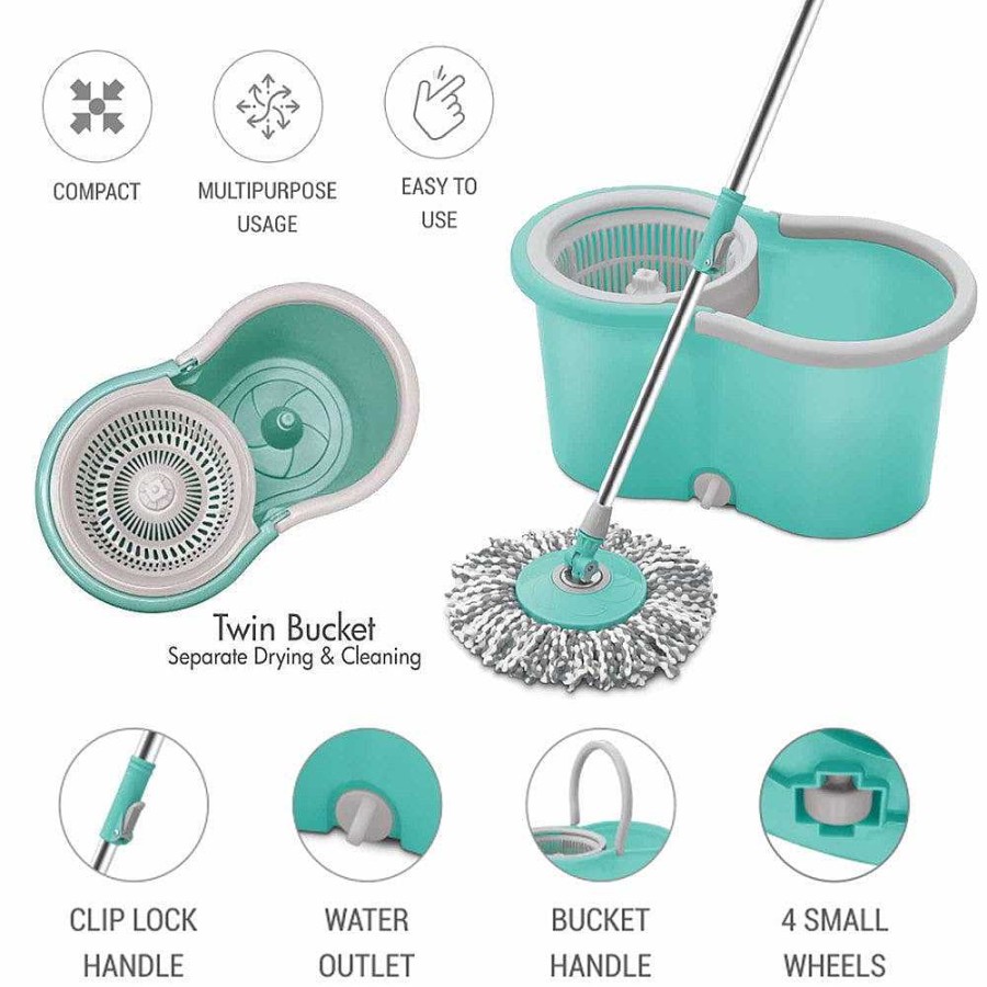 Spotzero Wheely Spin Mop Aqua+Green Wholesale