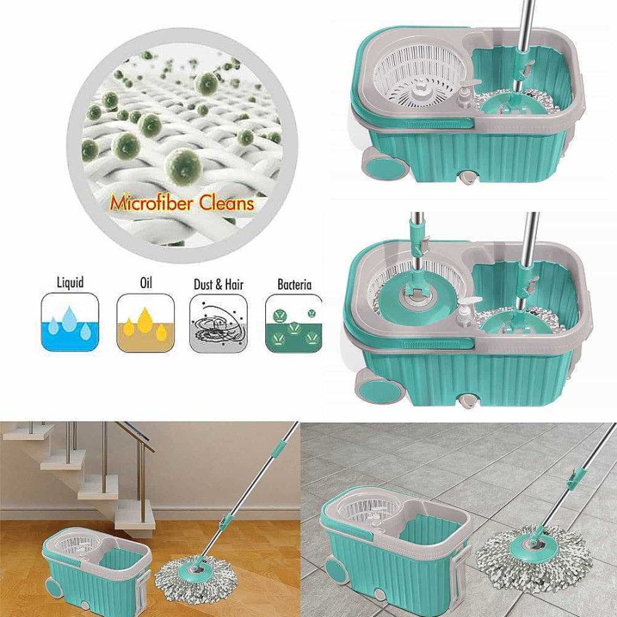 Spotzero Elite Mop Kit With Car Glass Cleaner Aqua+Green Wholesale