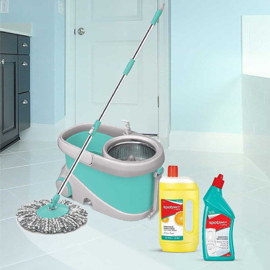 Spotzero Prime Mop With Cleaner Set Aqua+Green Wholesale