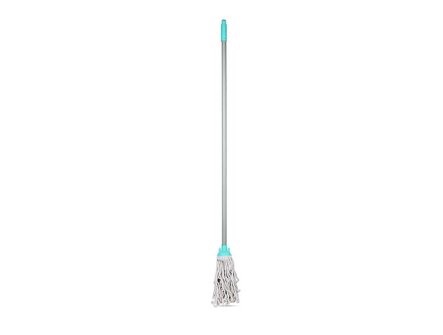 Spotzero Floor Mop- Looped Cotton Aqua+Green Hot