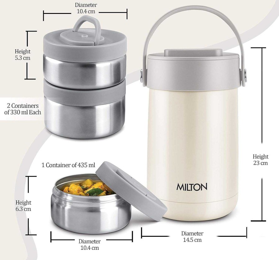 Milton Glamour Thermosteel Stainless Steel Tiffin Box Clearance