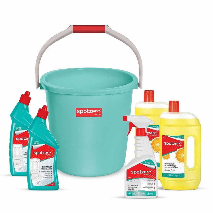 Spotzero Bucket Bathroom Cleaning Kit Aqua+Green New