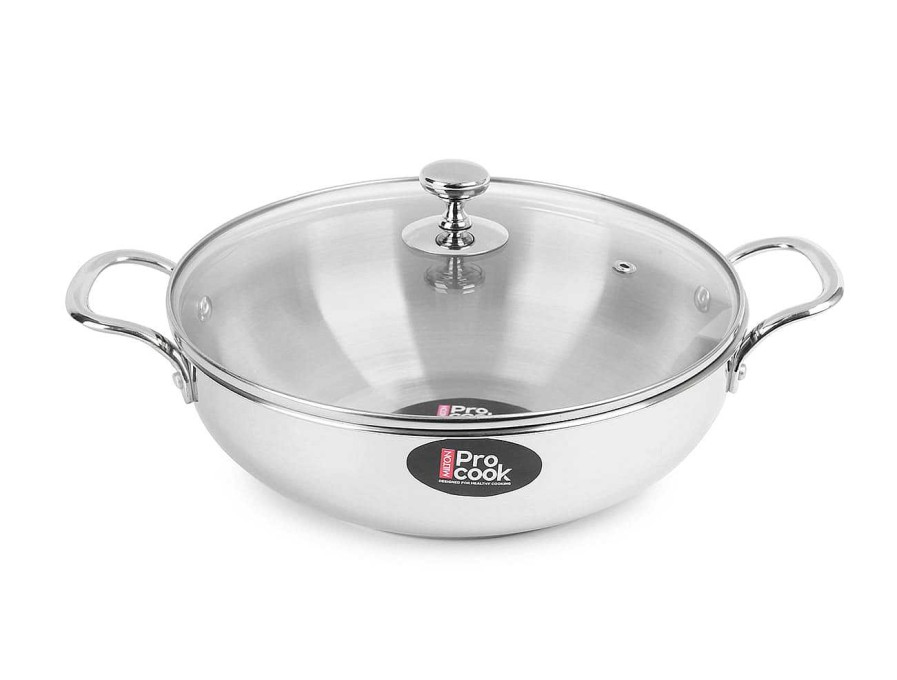 ProCook Kadhai With Glass Lid Stainless Sandwich Bottom Steel Online