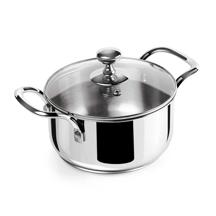 ProCook Tri Ply Stainless Casserole With Lid Sandwich Bottom Steel Hot