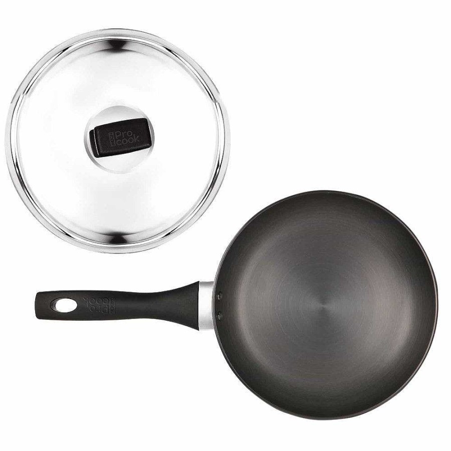 ProCook Hard Anodized Fry Pan With Stainless Lid Steel Clearance